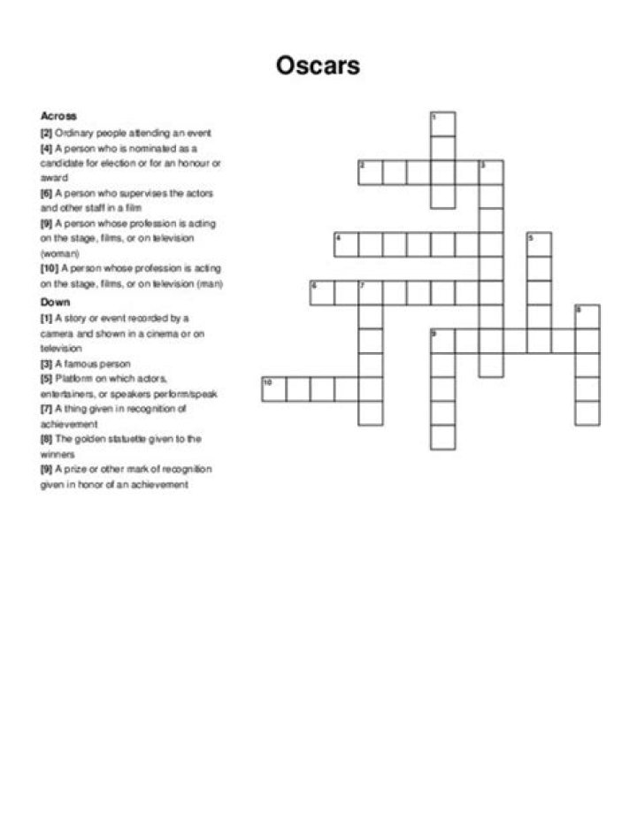 Distinguished Celebrity at the Oscars Crossword Puzzle