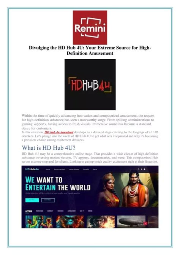 Unlocking the Wonders of HD Hub 4U.com: Your Gateway to High-Quality Entertainment