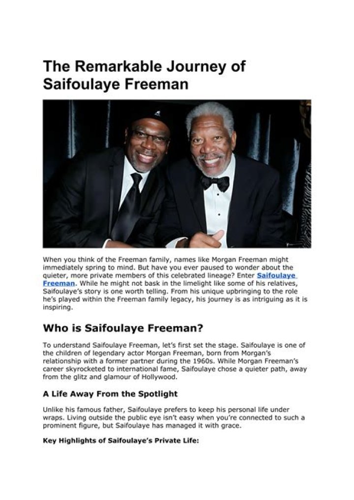 Unveiling the Life and Legacy of Saifoulaye Freeman